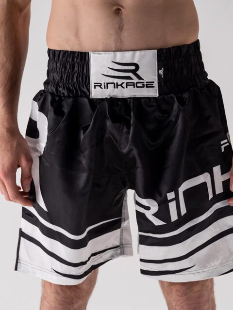 Short de boxe HECTOR Noir-Blanc